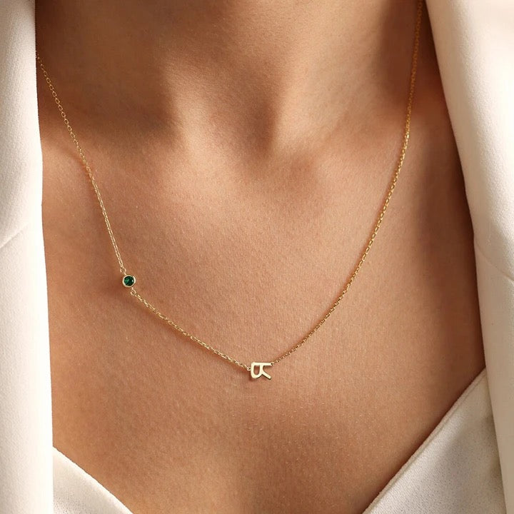 Side Name & Birthstone Necklace | 1-7 Letters