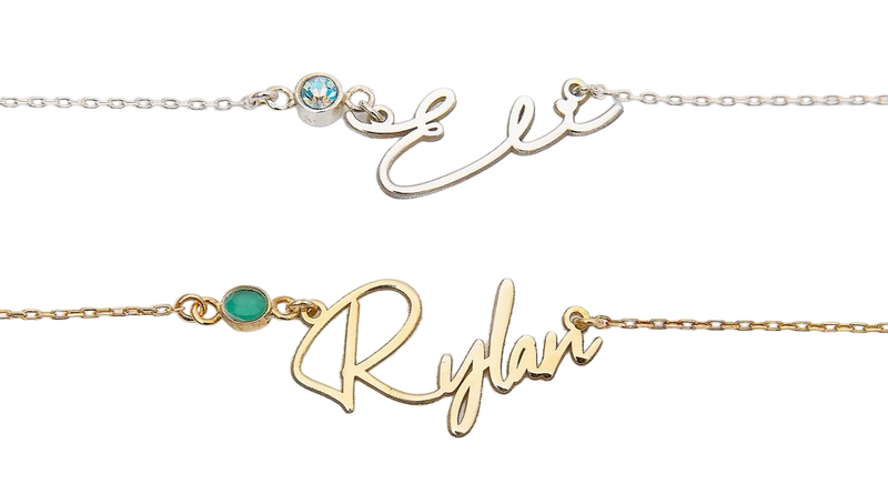 Birthstone Name Necklace