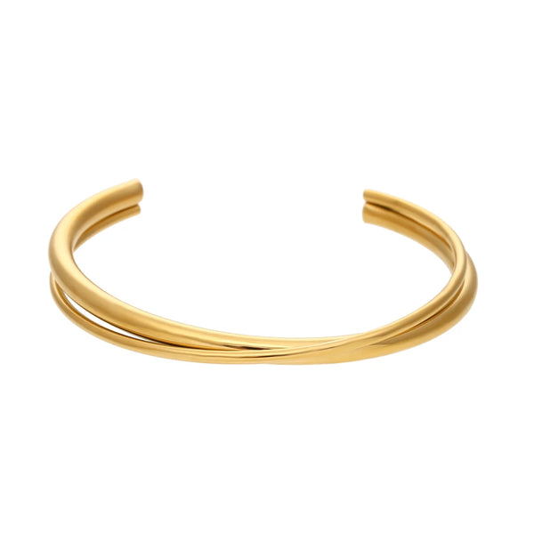 Introducing our Double Line Twisted 2 Tones Cuff Bangles, a striking blend of modern design and classic elegance. These bangles feature a unique twisted design with two-tone detailing, adding a contemporary flair to any outfit. Crafted with precision and attention to detail, our Double Line Twisted 2 Tones Cuff Bangles are the perfect statement piece for both casual and formal occasions.