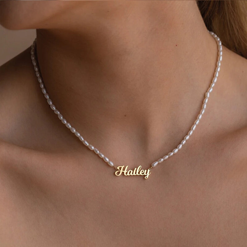 Real Pearl Name Necklace