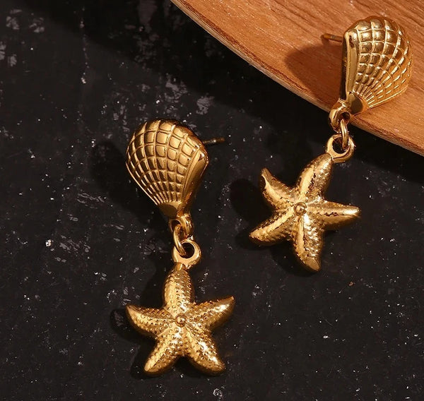 Scallop and Starfish Earrings