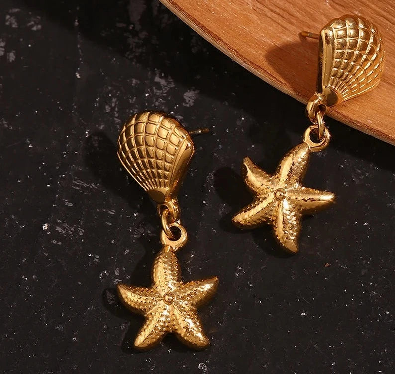 Scallop and Starfish Earrings