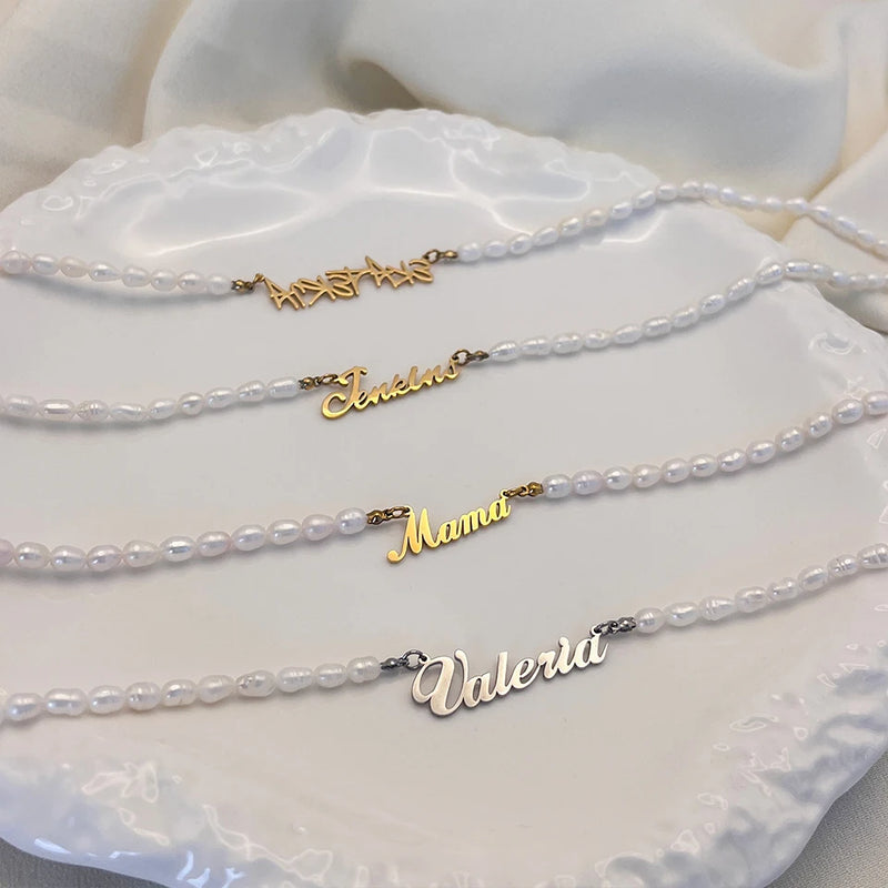 Real Pearl Name Necklace