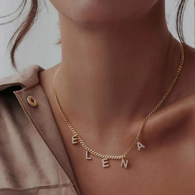 Sparkling Letter Charm Necklace - LOVE LINK LDN