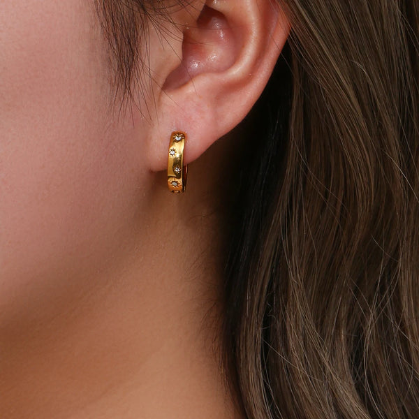 Zircon Stone Hoop Earrings