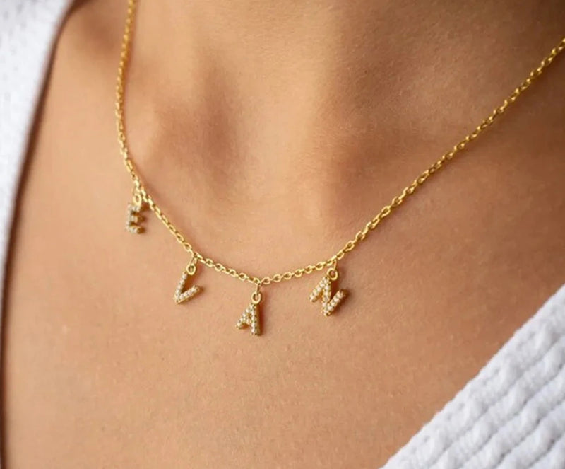 Icy Name Necklace | 1-7 Letters (Cable Chain)