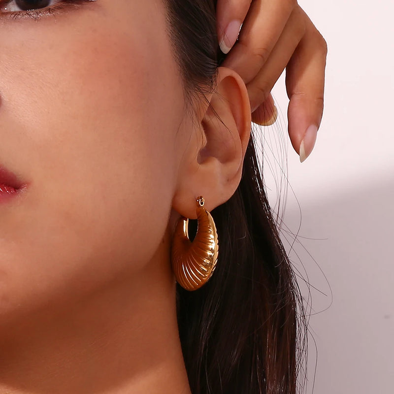 Horn Hollow Hoop Earrings