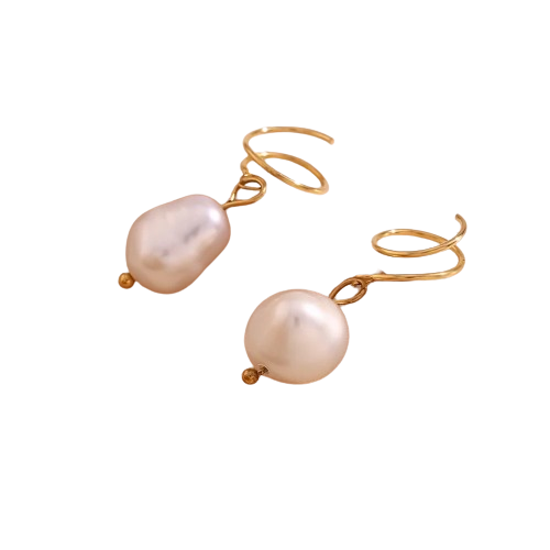 Spiral Pearl Drop Earrings