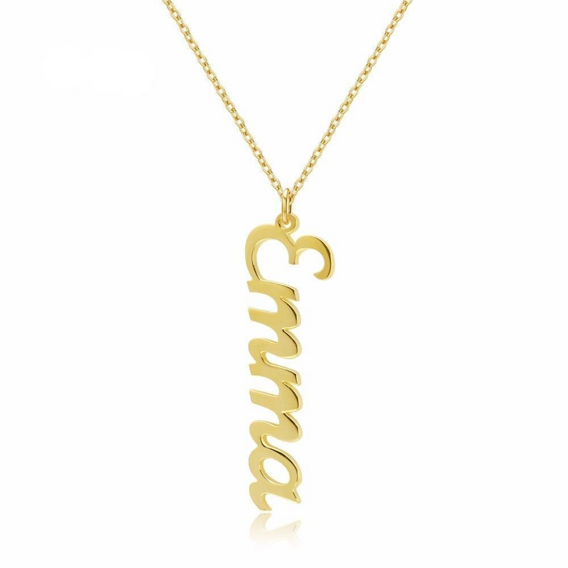 Introducing our elegant Vertical Name Necklace, a personalised statement piece that combines timeless style with modern flair. Crafted from high-quality materials, this custom necklace showcases your name or a loved one's name in a sleek vertical design, perfect for adding a unique touch to any outfit or occasion. Treat yourself or surprise someone special with this stunning personalised necklace.